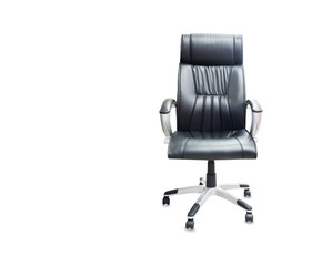 The office chair from black leather. Isolated over white