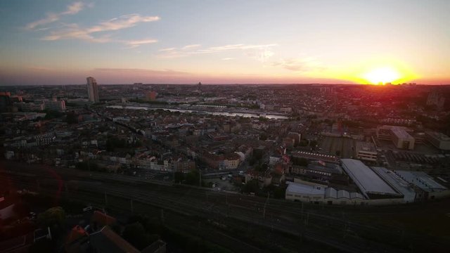 Aerial Belgium Brussels June 2018 Sunset 15mm Wide Angle 4K Inspire 2 Prores  Aerial video of Brussels Belgium downtown at sunset