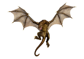 3D Rendering Fairy Tale Dragon on White