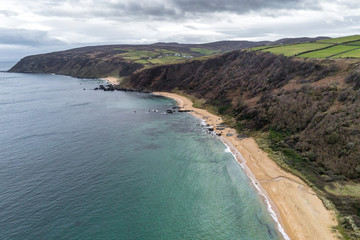 Aerial photograph of Kinnagoe Bay in Donegal Ireland