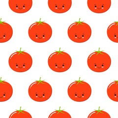 funny tomato character, seamless pattern design for wallpaper, print, poster, wrapping paper, textile. vegan pattern