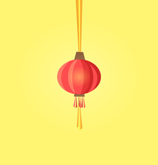 Lantern made of paper Chinese decoration vector, item for home decor isolated icon. Oriental style, traditional Asian culture shaped Eastern symbol