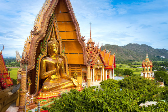 Big golden Buddha in Wat Tham Sua, Kanchanaburi Thailand