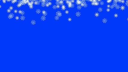 Abstract background with a variety of colorful snowflakes. Big and small.