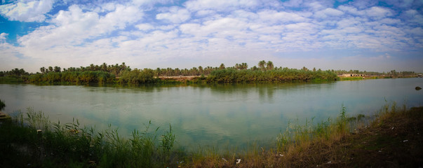 View to Euphrates river from former Saddam Hussein palace, Hillah, Babyl, Iraq