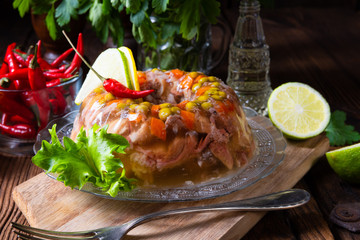 tasty jelly with pork knuckle and pork legs