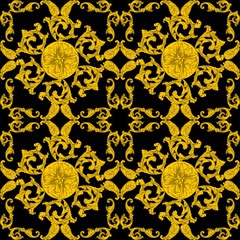 Golden baroque elements isolated. Vector illustration. seamless pattern