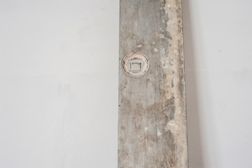 Construction level on glass on a white background