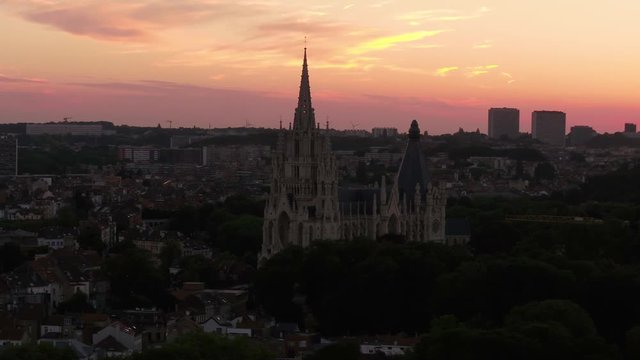 Aerial Belgium Brussels June 2018 Sunset 90mm Zoom 4K Inspire 2 Prores  Aerial video of Brussels Belgium downtown at sunset