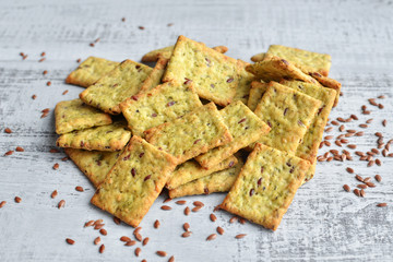 italian bread snack over bright wooden background
