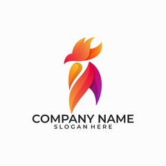 Abstract Head Rooster Color full illustration vector template