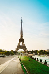 Fototapeta premium The Eiffel Tower (nickname La dame de fer, the iron lady),The tower has become the most prominent symbol of both Paris and France