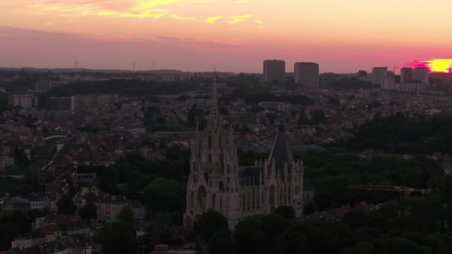 Aerial Belgium Brussels June 2018 Sunset 90mm Zoom 4K Inspire 2 Prores  Aerial video of Brussels Belgium downtown at sunset