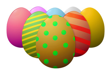 painted Easter eggs, on white background isolated