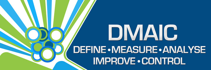 DMAIC - Define Measure Analyse Improve Control Green Blue Element Left 