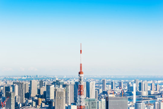 Tokyo Tower Aerial View In Tokyo, Japan