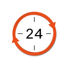 The 24-hour sign is open. Icon of the round-the-clock work. Vector illustration. 