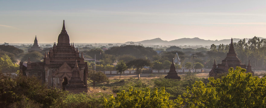 pagodas in the morning,pugan,myanmar