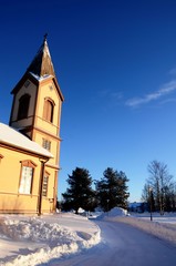 Fototapeta na wymiar Église luthérienne évangélique en bois de Kittila (Finlande)