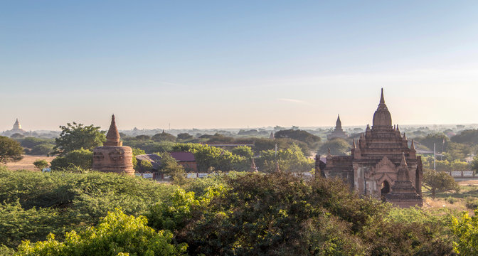 pagodas in the morning,pugan,myanmar