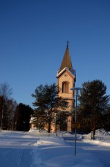 Fototapeta na wymiar Église luthérienne évangélique en bois de Kittila (Finlande)