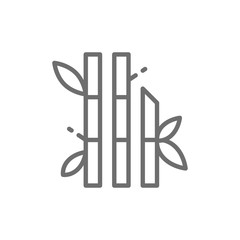 Bamboo with leaves line icon.
