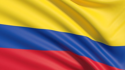 Flag of Colombia. Waved highly detailed fabric texture.