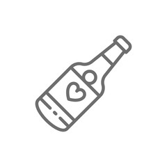 Champagne bottle, wedding drink line icon.