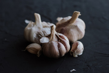 Garlic on a black background