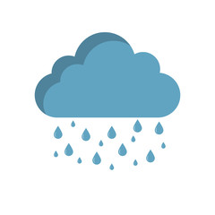 Rainy cloud icon in flat style, isolated
