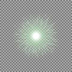 Shining star on transparent background, green color