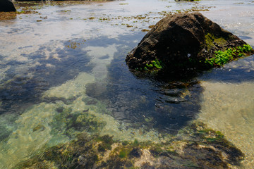 Exotic landscape with stones in ocean, sea