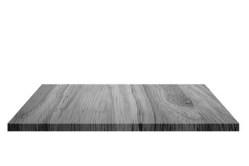 Empty black and white old wooden shelf on white background. for montage of your product