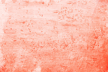 Concrete flat surface with a texture. Live coral color matte wall Color of the year 2019. 