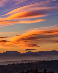 Amazing colorful sunset behind Pedraforca's mountain