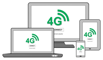 4g network concept on different devices