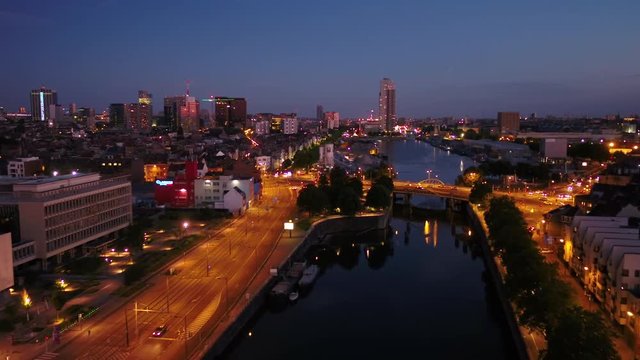 Aerial Belgium Brussels June 2018 Night 30mm 4K Inspire 2 Prores  Aerial video of Brussels Belgium downtown at night