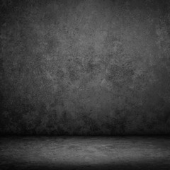 Dark room wall background.Black wall and floor interior background.