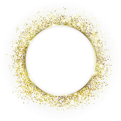 Gold round frame and Glitter. Glowing particles - 250820004