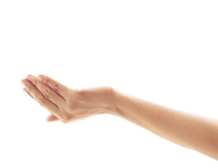 Woman hand isolated on white background