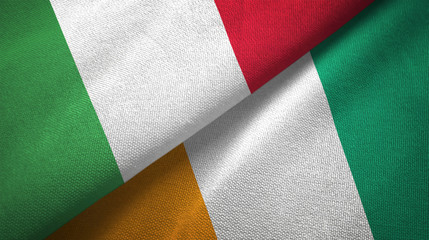 Italy and Cote d'Ivoire Ivory coast two flags textile fabric texture