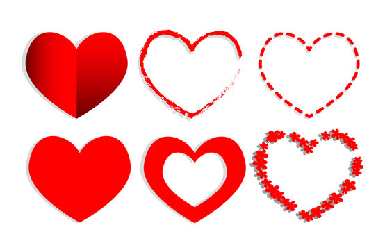 Set of red Hearts shape.