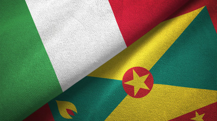 Italy and Grenada two flags textile cloth, fabric texture