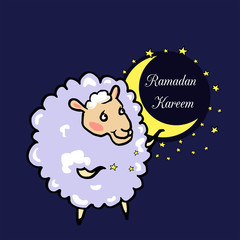 Ramadan greeting card with sheep and stars
