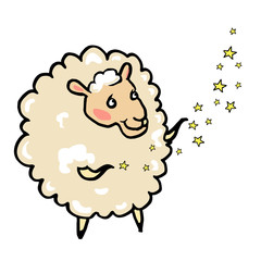 Hand drawn sheep spray of stars on a white background