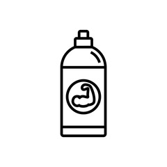 fitness energy drink icon. sport drink bottle with hand muscle illustration. simple monoline vector graphic.