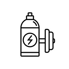 energy drink icon. sport drink bottle with dumbell illustration. simple monoline vector graphic.
