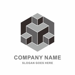 Geometric Triangle Hexagon Cube Space Box Architecture Interior Construction Business Company Stock Vector Logo Design Template