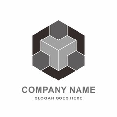 Geometric Triangle Hexagon Cube Space Box Architecture Interior Construction Business Company Stock Vector Logo Design Template
