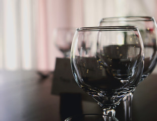 Two guest glasses for wine at the wedding party